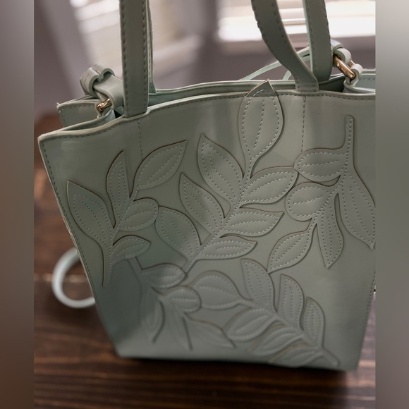 A NEW DAY bag  with leaves designs, light blue/green, NWOT - Picture 4 of 6